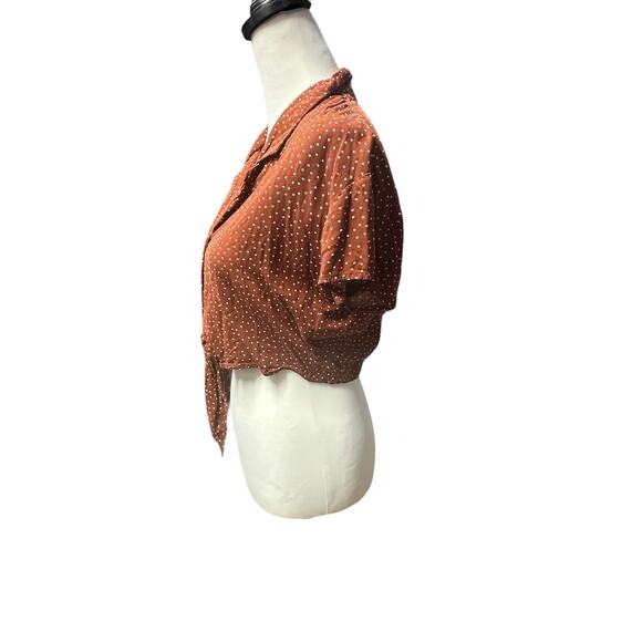 Garage Crop Top Short Sleeve Brown and White Small - Picture 4 of 4